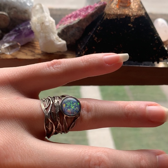 925s Sterling Opal ring SIZE 8 fairy core - Picture 8 of 15
